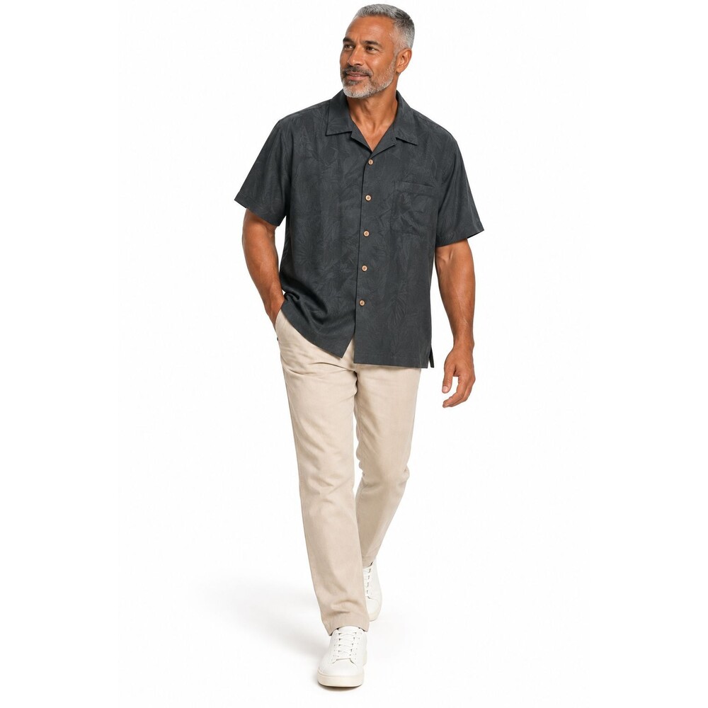 Tommy Bahama Al Fresco Tropics 100% Silk Shirt Men’s 2XL Tall Black w/Pocket NWT